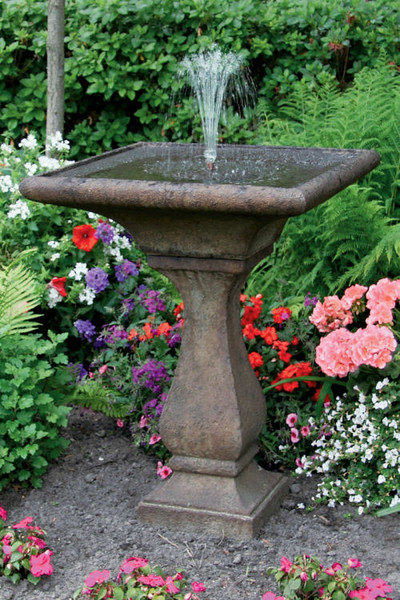 Chelsea Fleur De Lis fountain unique square bowl cement pedestal